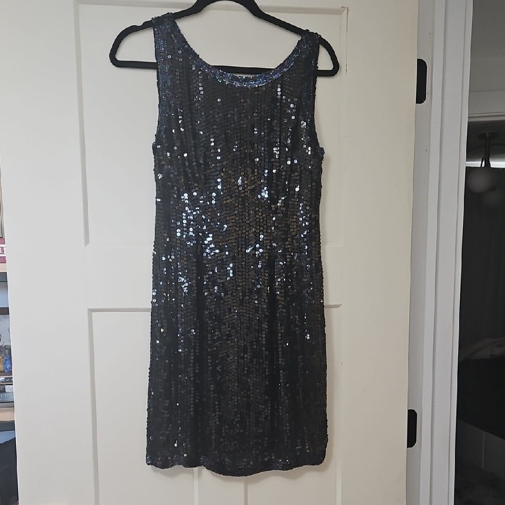 Black Sequin Mini Dress - Sleeveless Cocktail Shift
